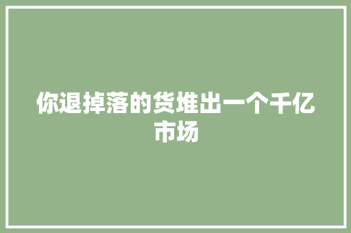 你退掉落的货堆出一个千亿市场