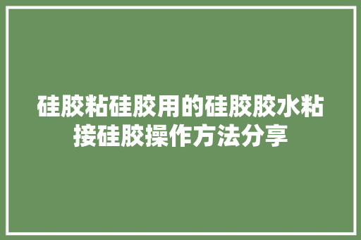 硅胶粘硅胶用的硅胶胶水粘接硅胶操作方法分享