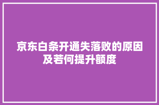 京东白条开通失落败的原因及若何提升额度