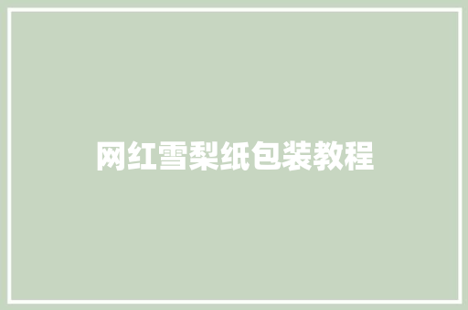 网红雪梨纸包装教程