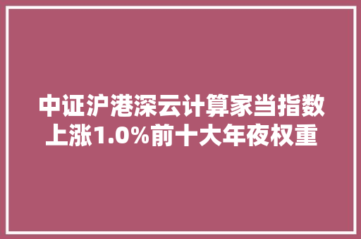 中证沪港深云计算家当指数上涨1.0%前十大年夜权重包含恒生电子等