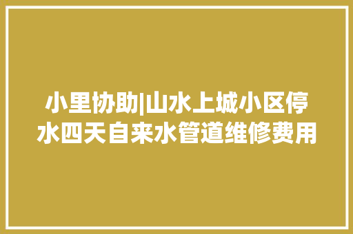 小里协助|山水上城小区停水四天自来水管道维修费用起争执