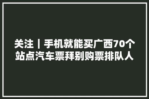 关注｜手机就能买广西70个站点汽车票拜别购票排队人挤人,联网式烟感报警器。