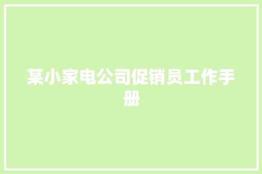 某小家电公司促销员工作手册