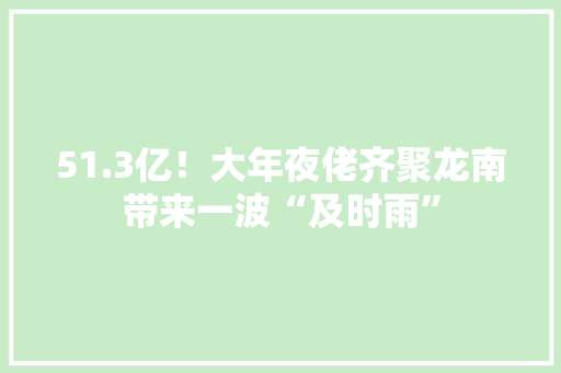 51.3亿！大年夜佬齐聚龙南带来一波“及时雨”,龙南天气预报。