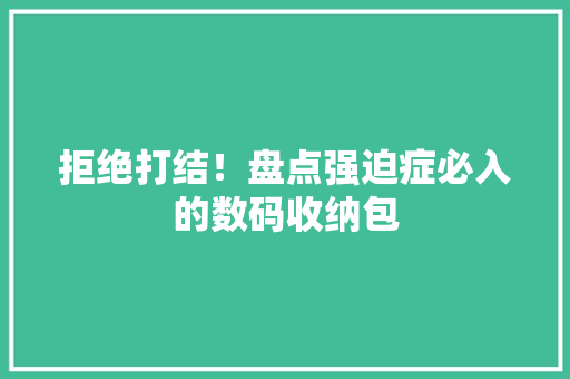 拒绝打结！盘点强迫症必入的数码收纳包,收纳行业。