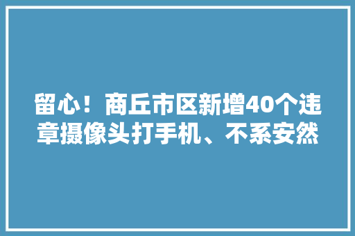 留心！商丘市区新增40个违章摄像头打手机、不系安然带通通拍