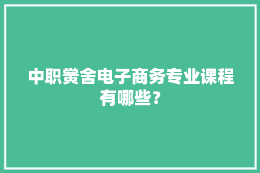 中职黉舍电子商务专业课程有哪些？