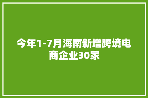今年1-7月海南新增跨境电商企业30家