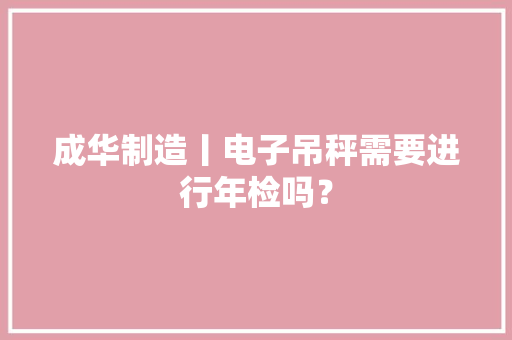 成华制造丨电子吊秤需要进行年检吗？