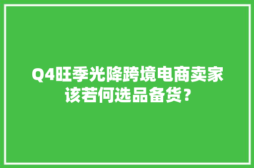 Q4旺季光降跨境电商卖家该若何选品备货？