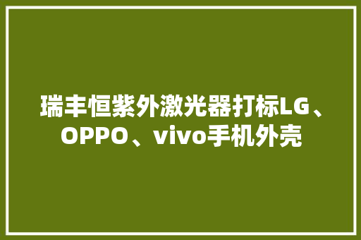 瑞丰恒紫外激光器打标LG、OPPO、vivo手机外壳