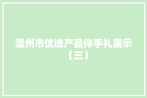 温州市优选产品伴手礼展示（三）