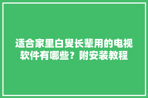 适合家里白叟长辈用的电视软件有哪些？附安装教程