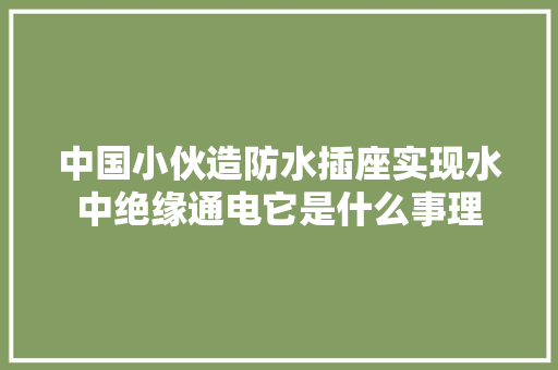 中国小伙造防水插座实现水中绝缘通电它是什么事理