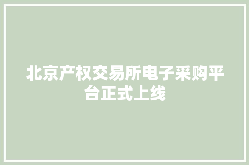 北京产权交易所电子采购平台正式上线