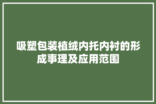 吸塑包装植绒内托内衬的形成事理及应用范围