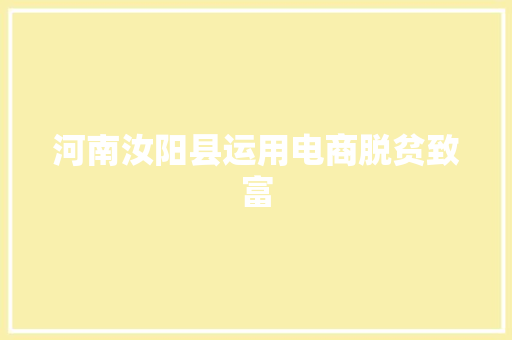 河南汝阳县运用电商脱贫致富,电商是做什么的。