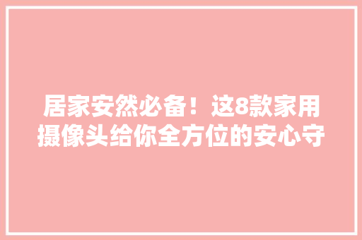居家安然必备！这8款家用摄像头给你全方位的安心守护