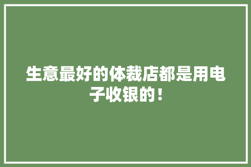 生意最好的体裁店都是用电子收银的！