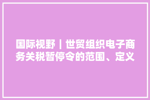 国际视野｜世贸组织电子商务关税暂停令的范围、定义与影响,关税怎么计算。