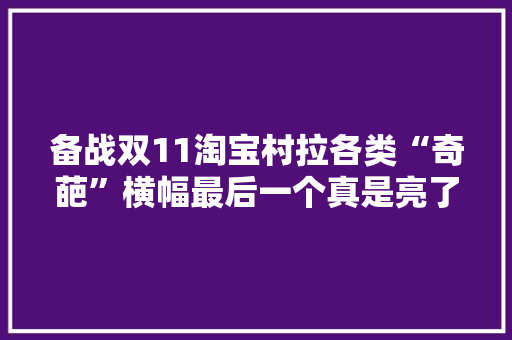 备战双11淘宝村拉各类“奇葩”横幅最后一个真是亮了！,署名是啥意思。