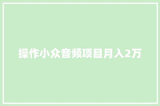 操作小众音频项目月入2万