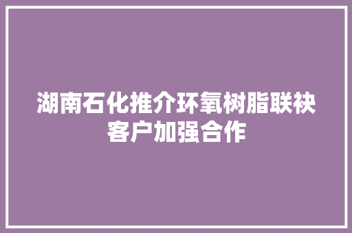 湖南石化推介环氧树脂联袂客户加强合作