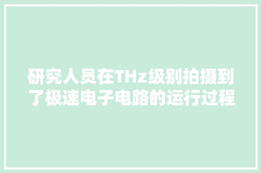 研究人员在THz级别拍摄到了极速电子电路的运行过程