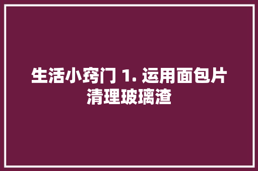 生活小窍门 1. 运用面包片清理玻璃渣