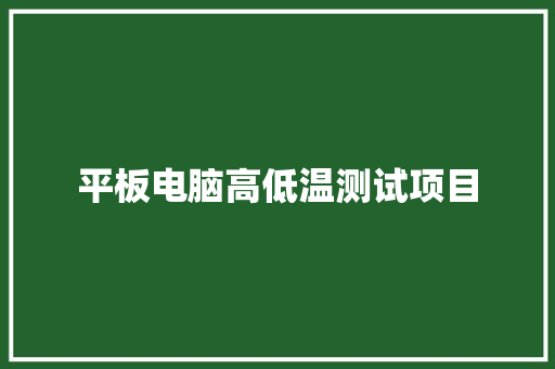 平板电脑高低温测试项目