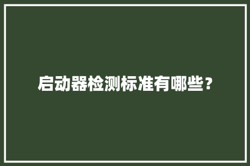启动器检测标准有哪些？