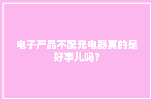 电子产品不配充电器真的是好事儿吗？