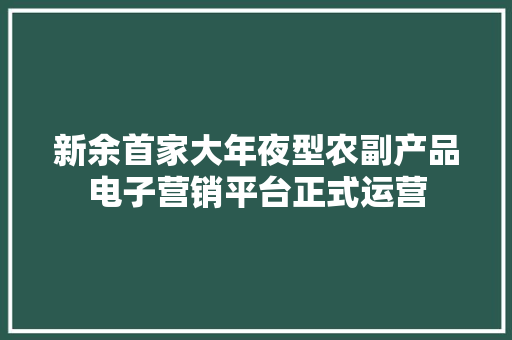 新余首家大年夜型农副产品电子营销平台正式运营