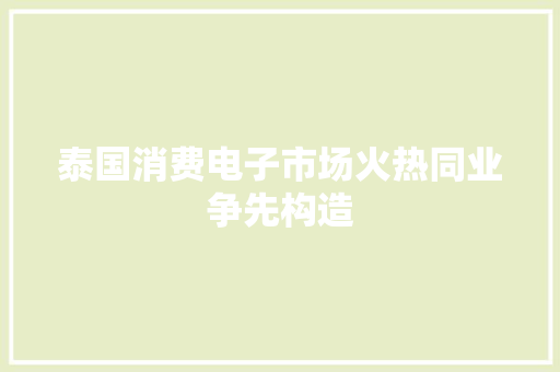 泰国消费电子市场火热同业争先构造,泰国旅行。