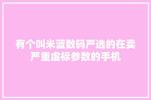 有个叫米蓝数码严选的在卖严重虚标参数的手机