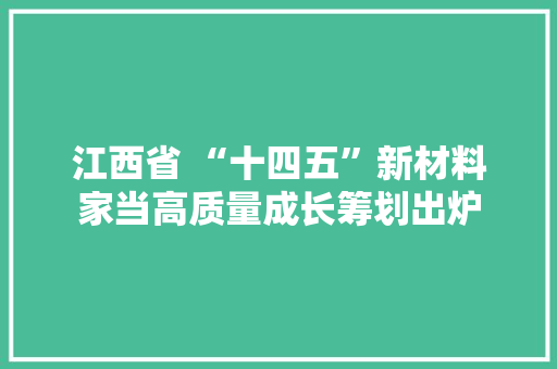 江西省 “十四五”新材料家当高质量成长筹划出炉