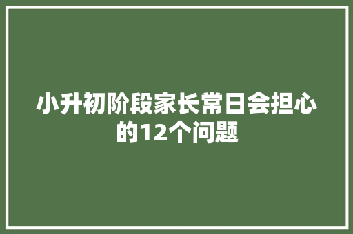 小升初阶段家长常日会担心的12个问题
