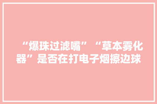 “爆珠过滤嘴”“草本雾化器”是否在打电子烟擦边球,电子后视镜概念净流出1.21亿。