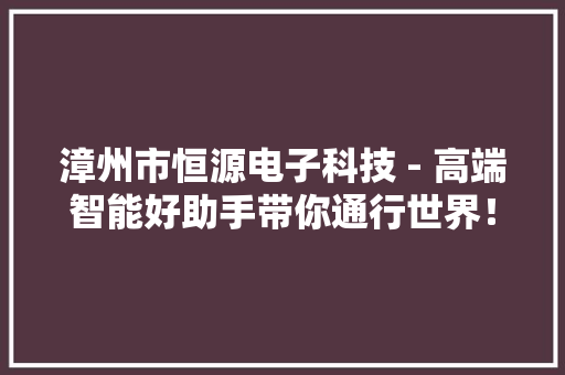 漳州市恒源电子科技 - 高端智能好助手带你通行世界！