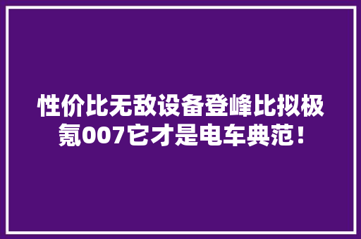 性价比无敌设备登峰比拟极氪007它才是电车典范！