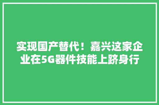 实现国产替代！嘉兴这家企业在5G器件技能上跻身行业第一梯队
