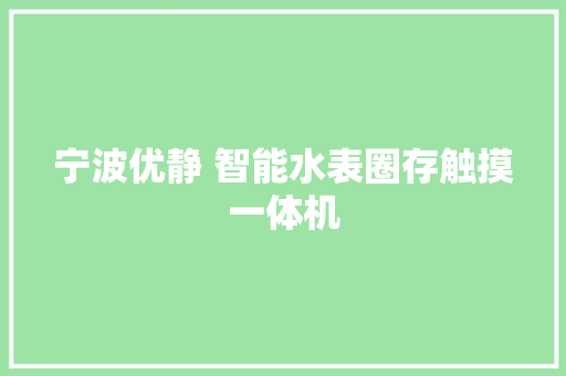 宁波优静 智能水表圈存触摸一体机