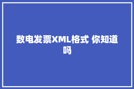 数电发票XML格式 你知道吗