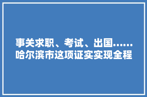 事关求职、考试、出国……哈尔滨市这项证实实现全程网办