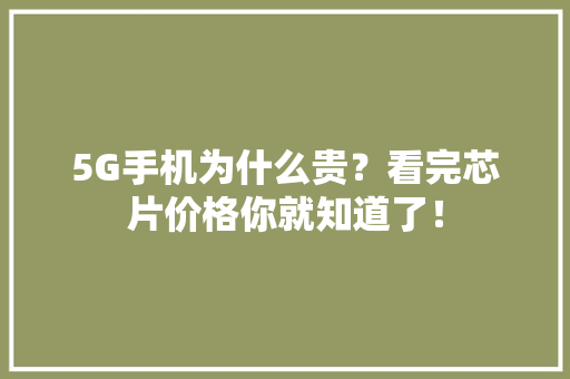 5G手机为什么贵？看完芯片价格你就知道了！