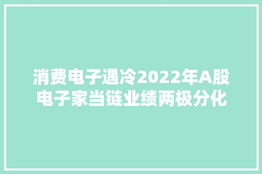 消费电子遇冷2022年A股电子家当链业绩两极分化