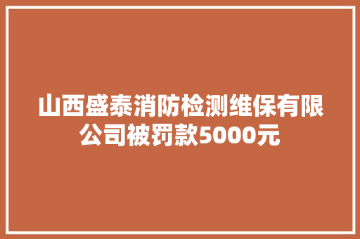 山西盛泰消防检测维保有限公司被罚款5000元
