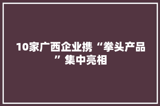 10家广西企业携“拳头产品”集中亮相