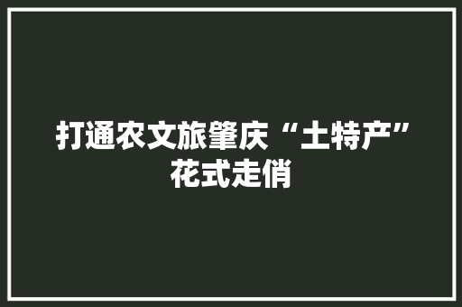 打通农文旅肇庆“土特产”花式走俏,四会中专。